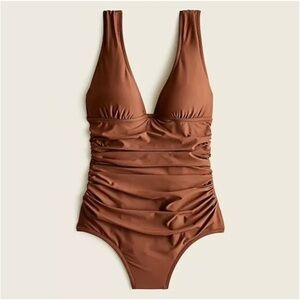 J Crew long-torso Ruched V-neck one-piece swimsuit